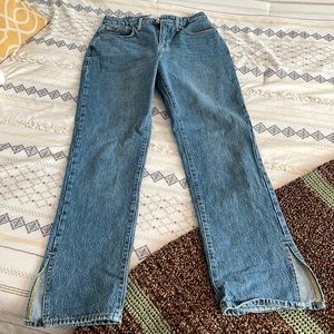 Good American split leg denim jeans